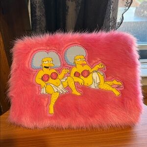 The Simpsons x Skinny Dip Patty + Selma Pink Furry Clutch Purse